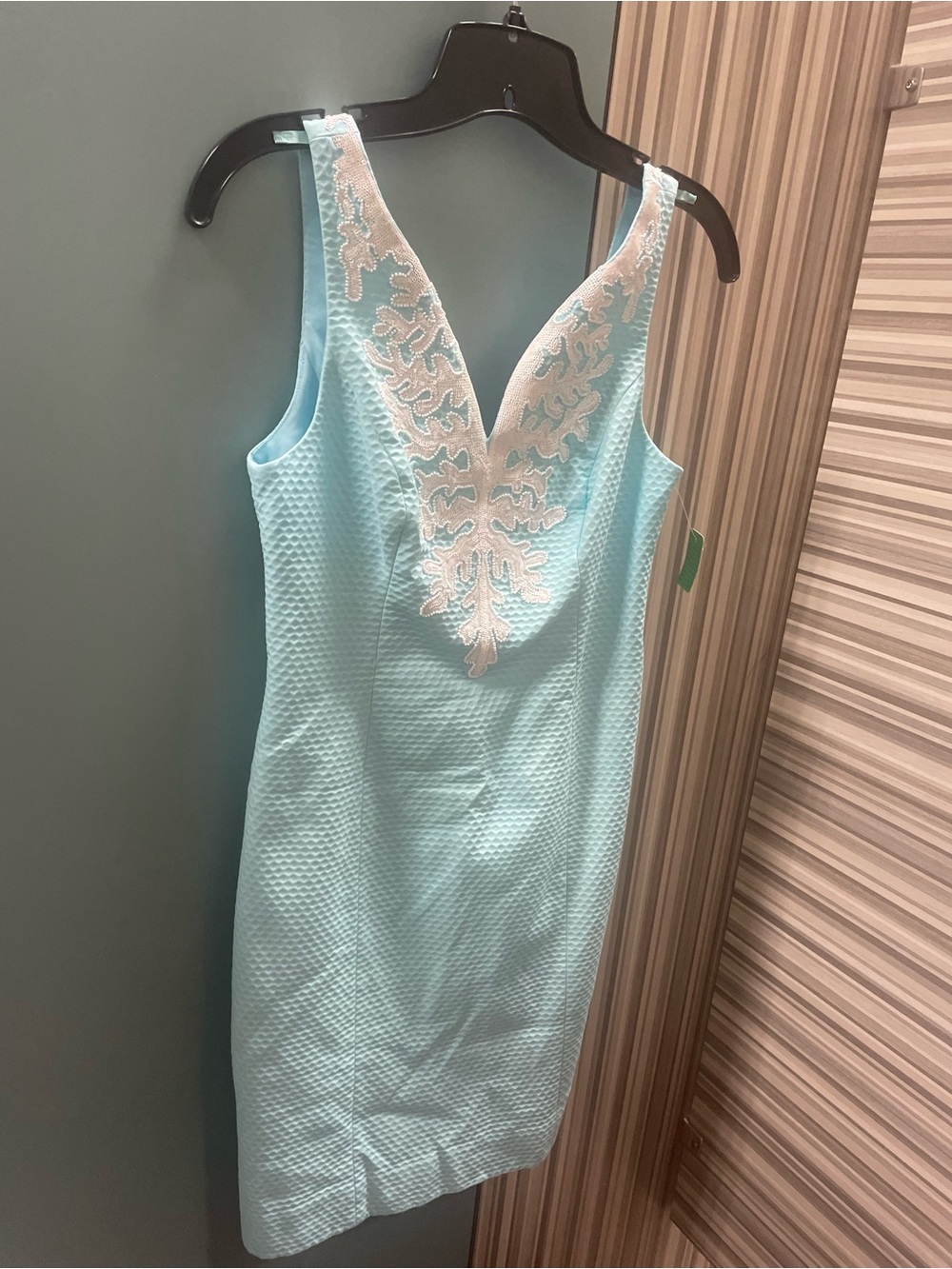 Lilly Pulitzer Light Blue Sleeveless Dress with White Embroidered V-Neck